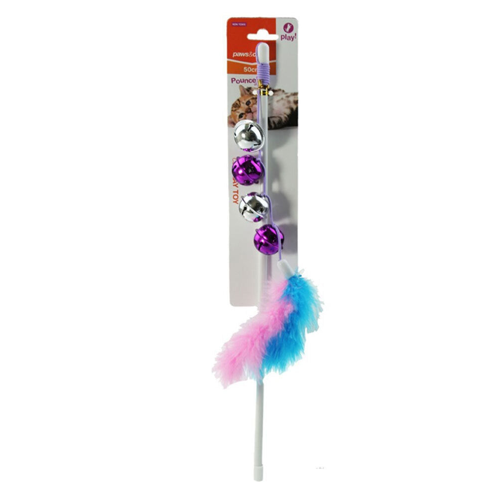 Paws &amp; Claws Play Wand Cat Toy With Bells 50cm Assorted