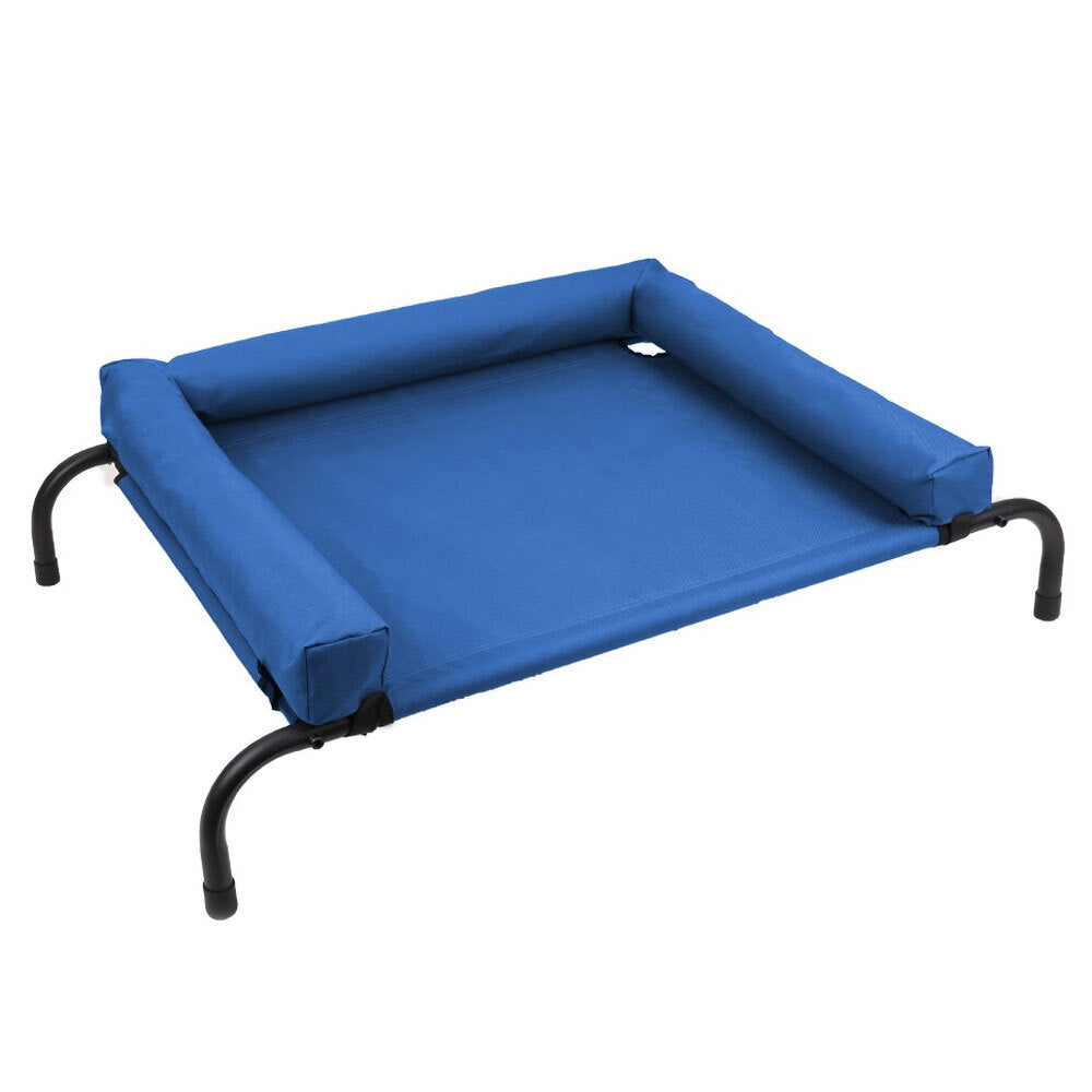 Paws &amp; Claws Elevated Bolster Pet Bed 90x60x23cm - Blue