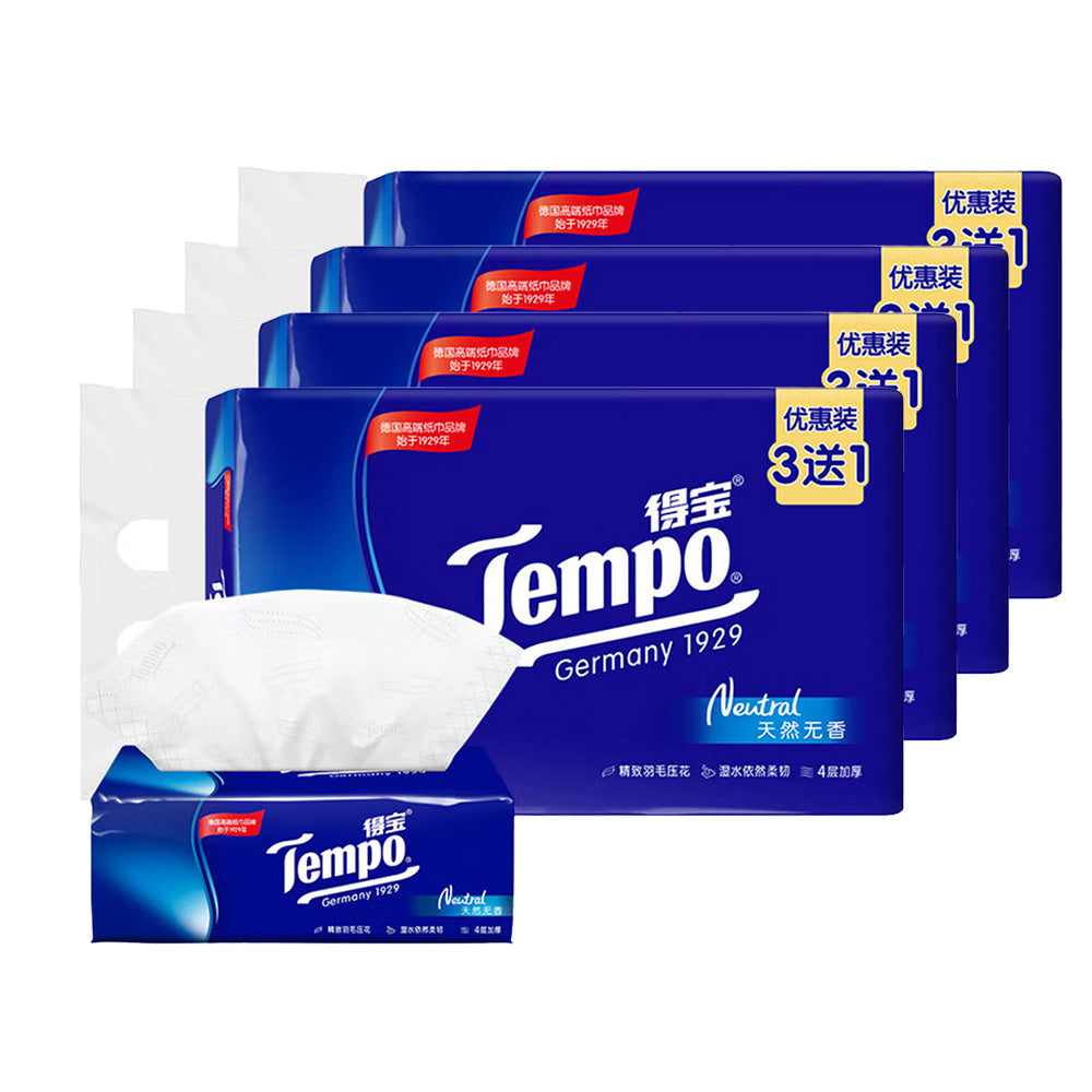 Tempo Classic Unscented Tissue Paper 90 Sheets 4bags X4Pack