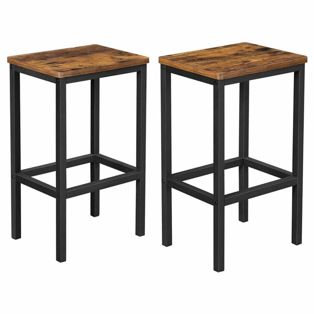 2x VASAGLE Kitchen Counter Chairs Metal Bar Stools - Vintage Brown