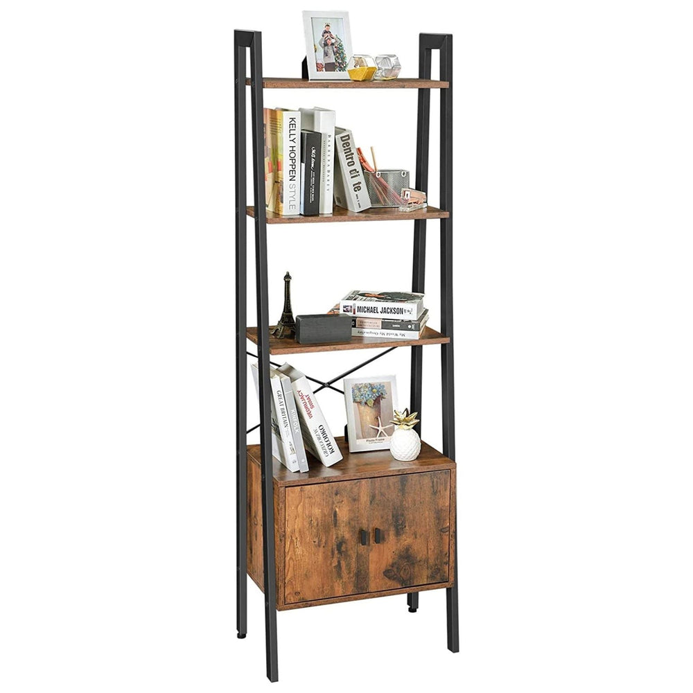 VASAGLE 4 Tier Bookcase Display Shelves Stand Cabinet Bookshelf - Rustic Brown