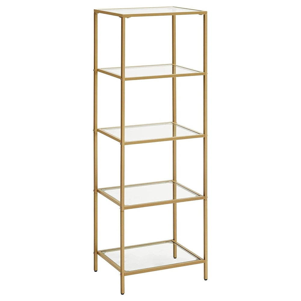 VASAGLE Storage Shelves 5 Tier,40x30x124.5cm,Bookcase Display Shelf Rack Stand,Gold