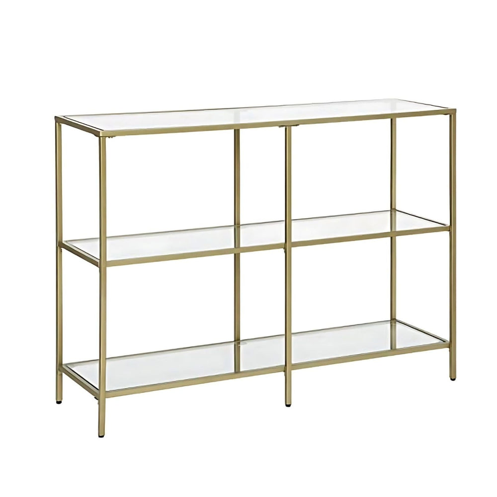 VASAGLE Entry Hall Shelf with Tempered Glass Top Console Table - Gold
