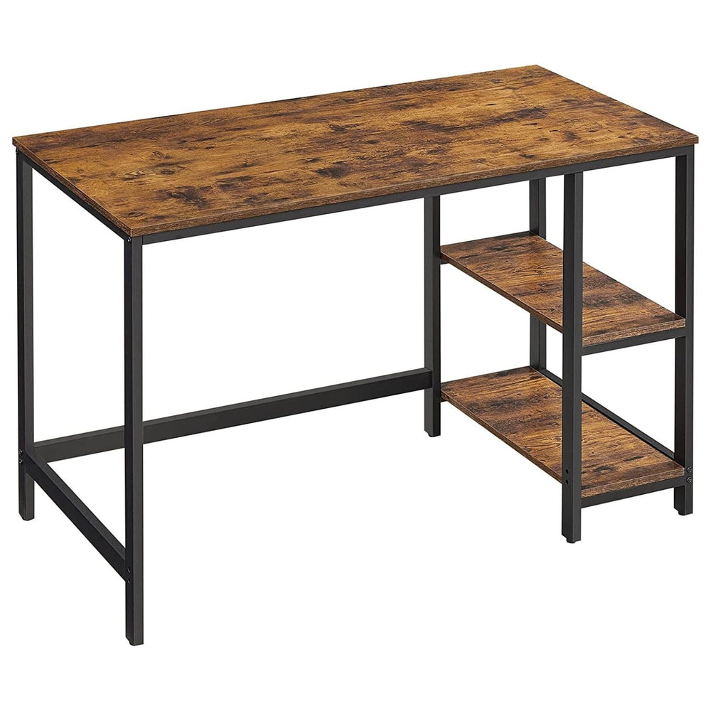 VASAGLE Laptop Office Workstation Study Table with 2 Shelves Computer Desk - Rustic Brown