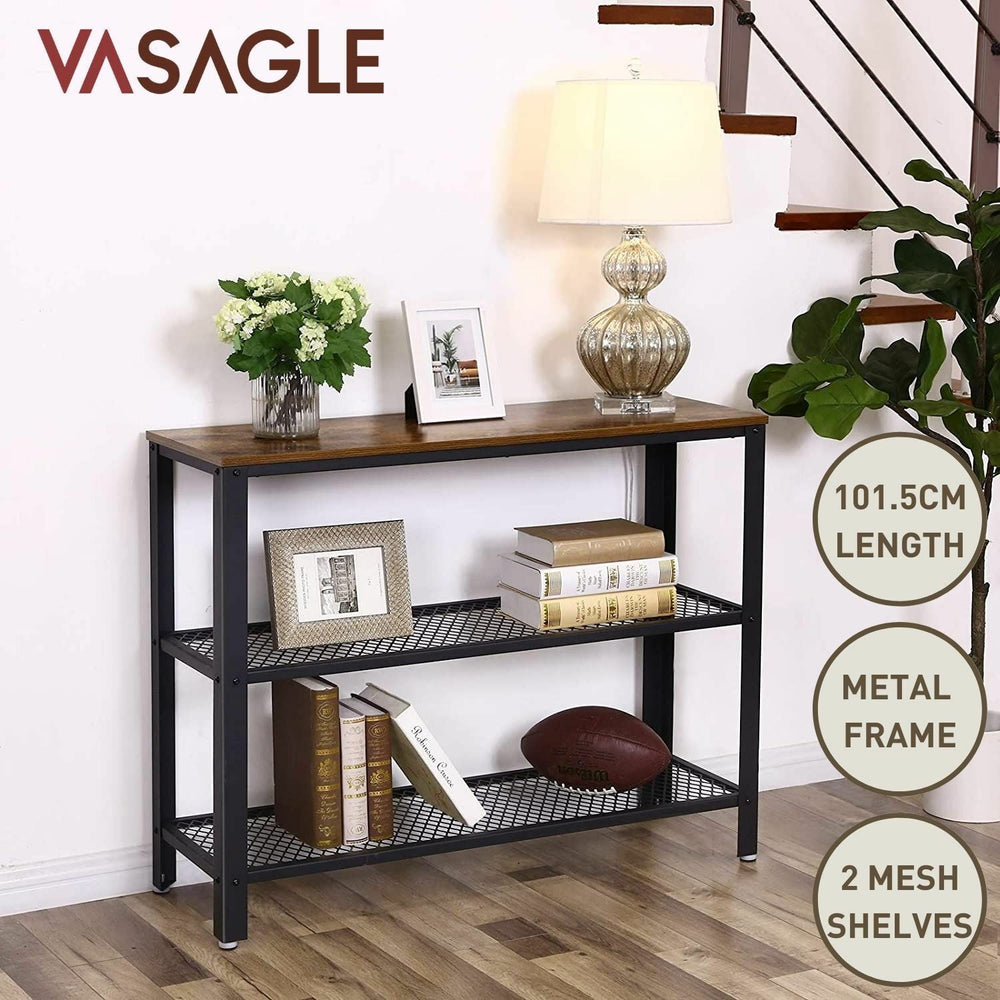 VASAGLE Entry Hall Shelf Storage Rack Console Table - Rustic Brown
