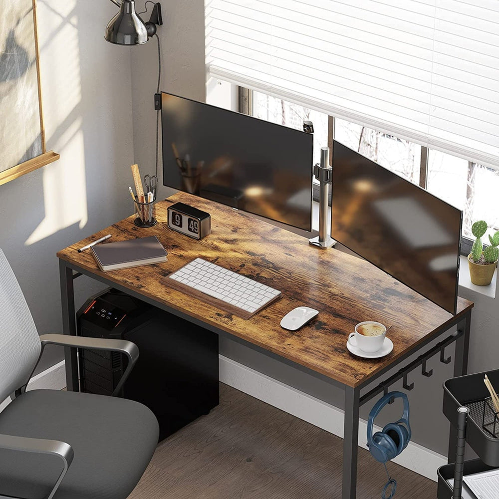 VASAGLE Office Workstation Laptop Study Table Computer Desk - Rustic Brown