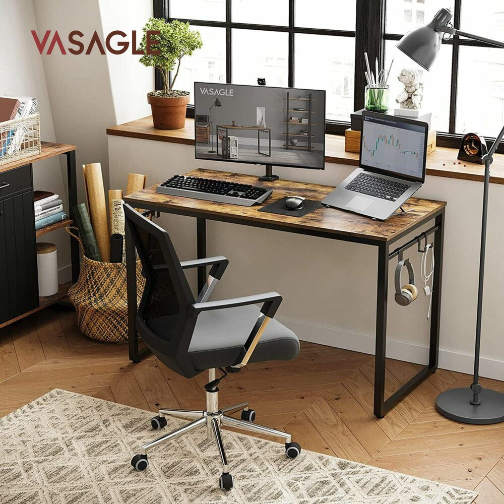 VASAGLE Office Workstation Laptop Study Table Computer Desk - Rustic Brown