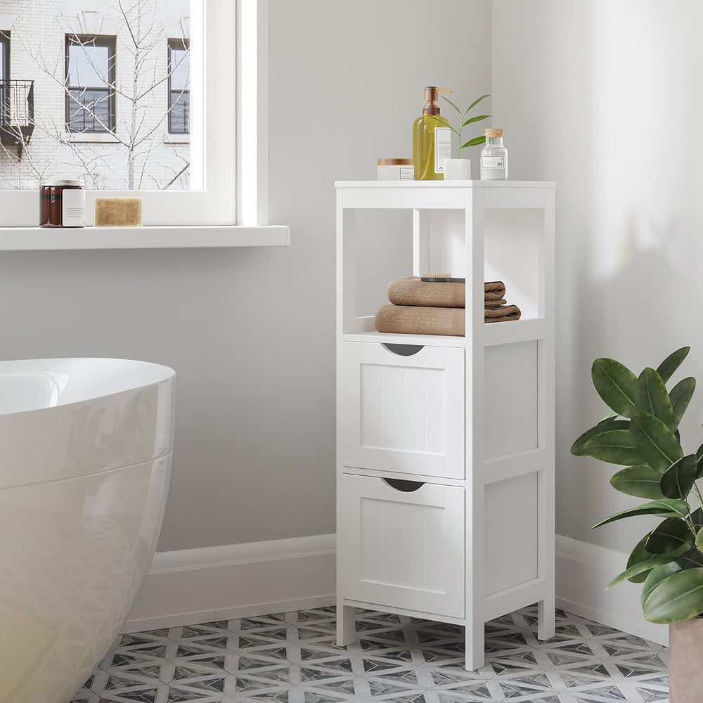 VASAGLE Bathroom Bedroom Laundry Storage Drawer Floor Cabinet - White