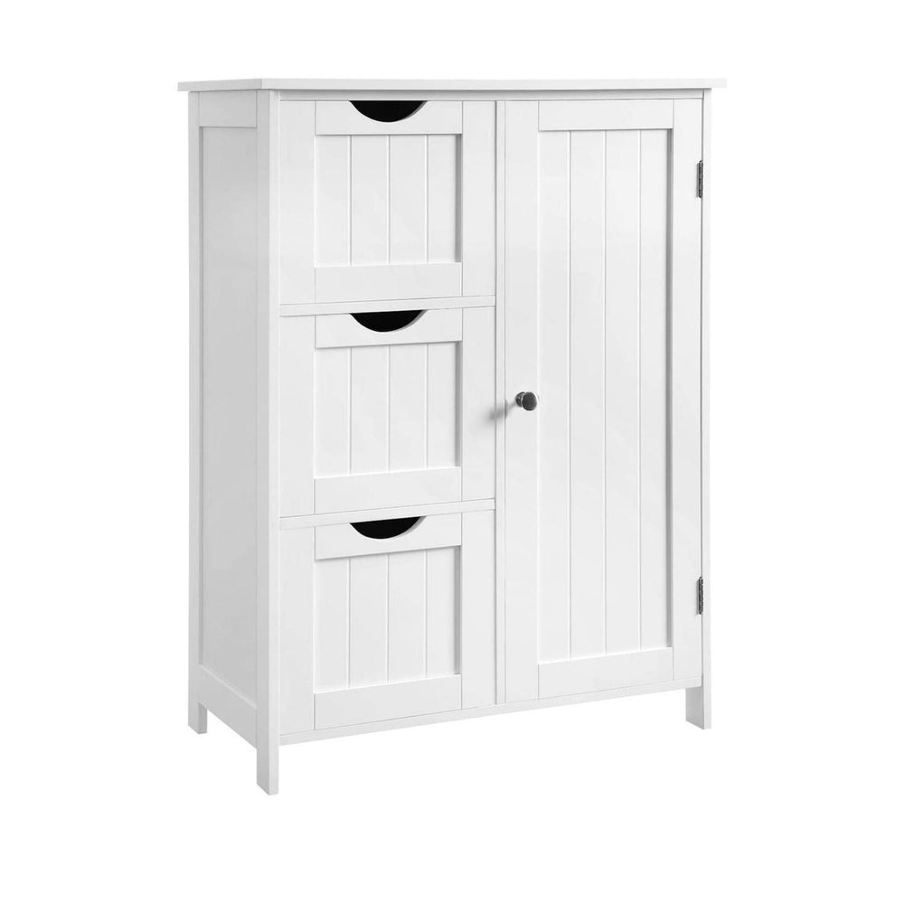 VASAGLE Bathroom Floor Cabinet Storage Organizer Cupboard with 3 Drawers White