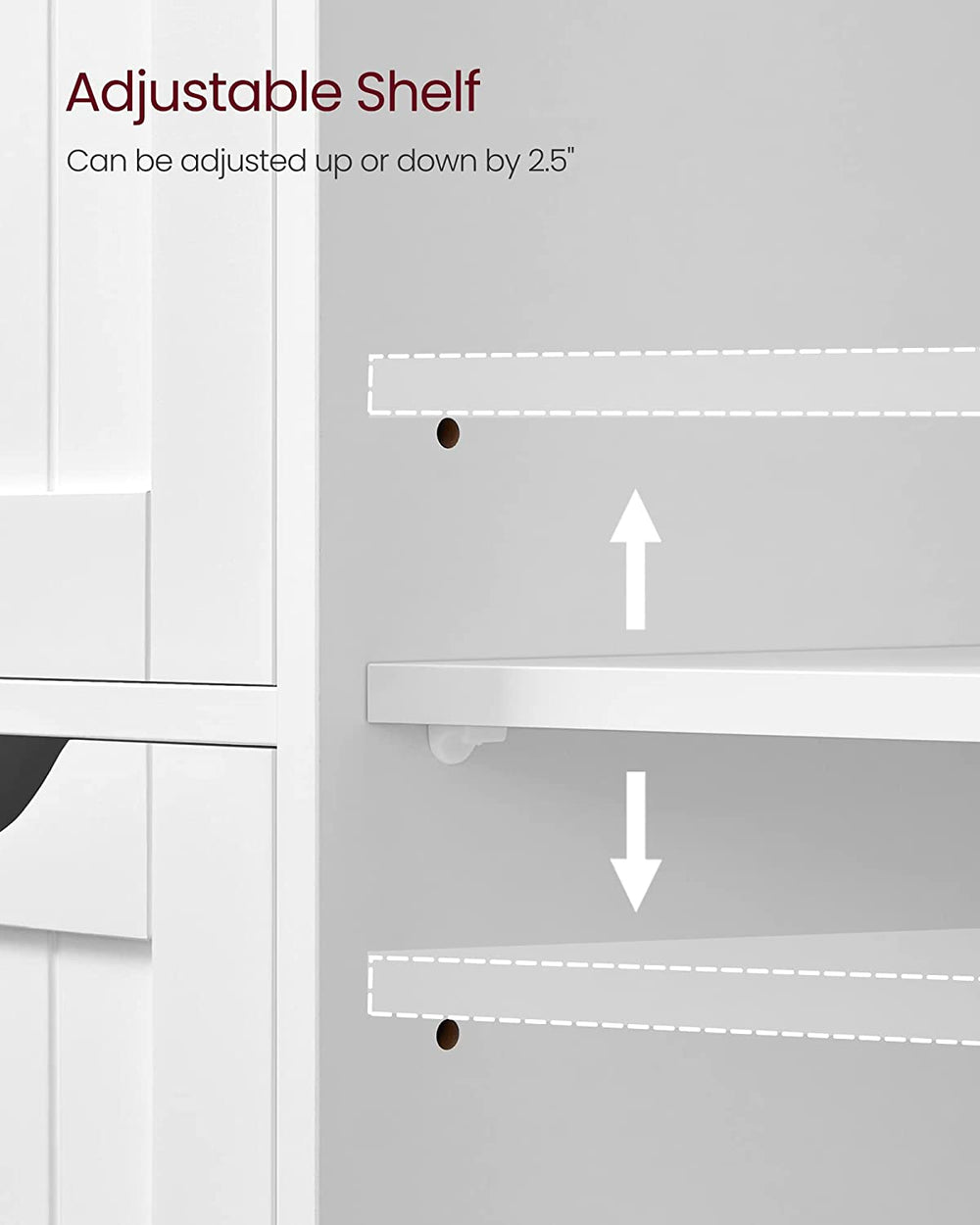 VASAGLE Bathroom Floor Cabinet Storage Organizer Cupboard with 3 Drawers White