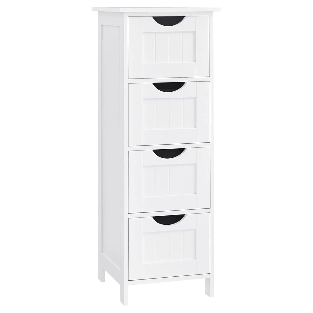 VASAGLE 4 Chest Drawers Living Room Bedroom Tallboy Organiser Bathroom Storage - White