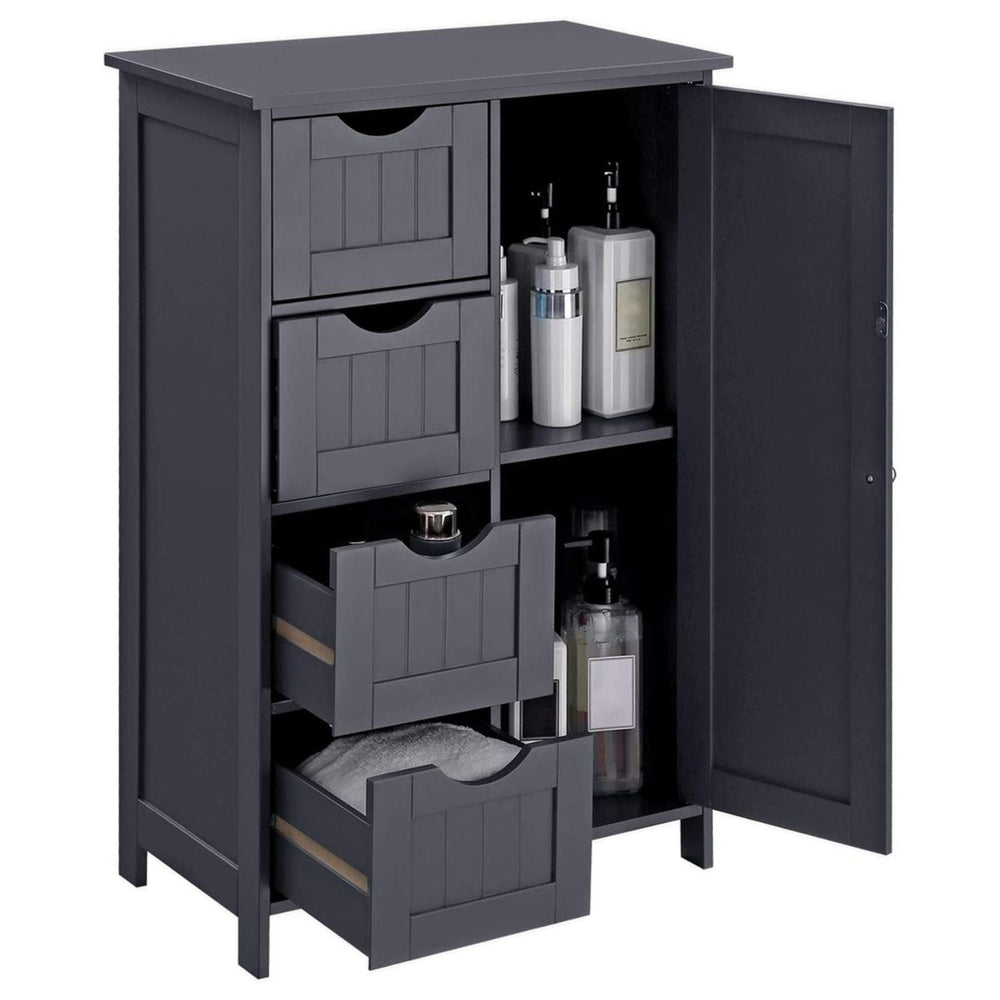 VASAGLE Storage Organizer Cupboard with 4 Drawers for Bathroom Living Bedroom Floor Cabinet - Gray