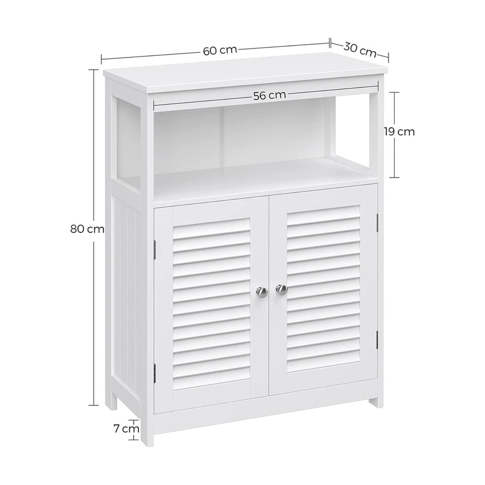 VASAGLE Storage Organizer Cupboard with Open Shelf for Bathroom Living Bedroom Floor Cabinet - White