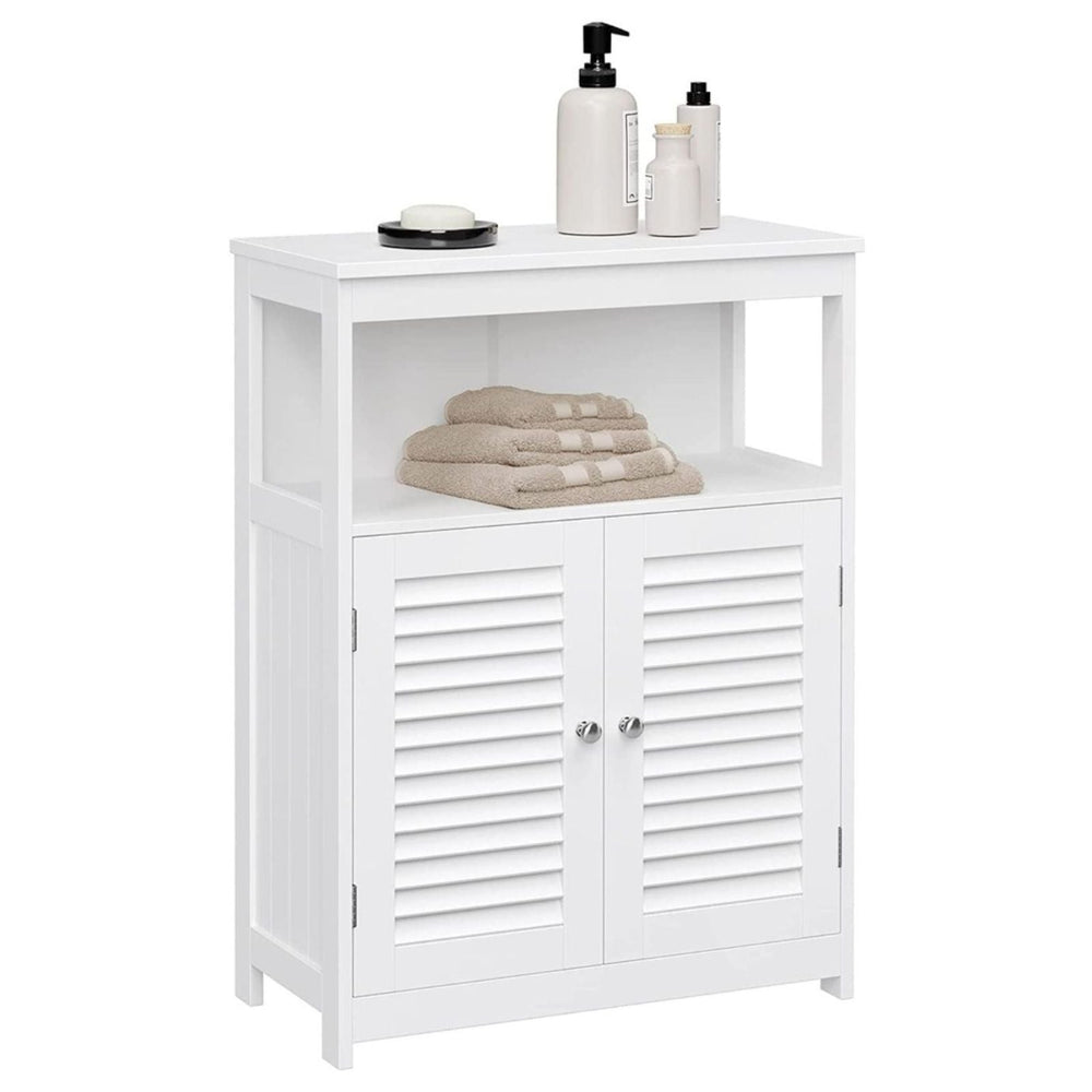 VASAGLE Bathroom Floor Cabinet Storage Organizer with Shelf and 2 Doors White
