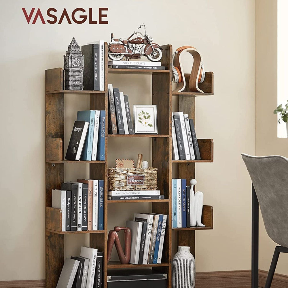 VASAGLE Bookcase Display Shelves Storage Rack Stand Bookshelf - Rustic Brown