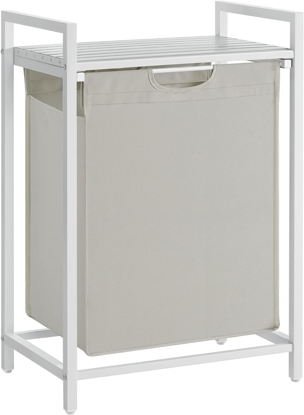 VASAGLE Laundry Hamper with Shelf and Pull-Out Removable Bag 65L White