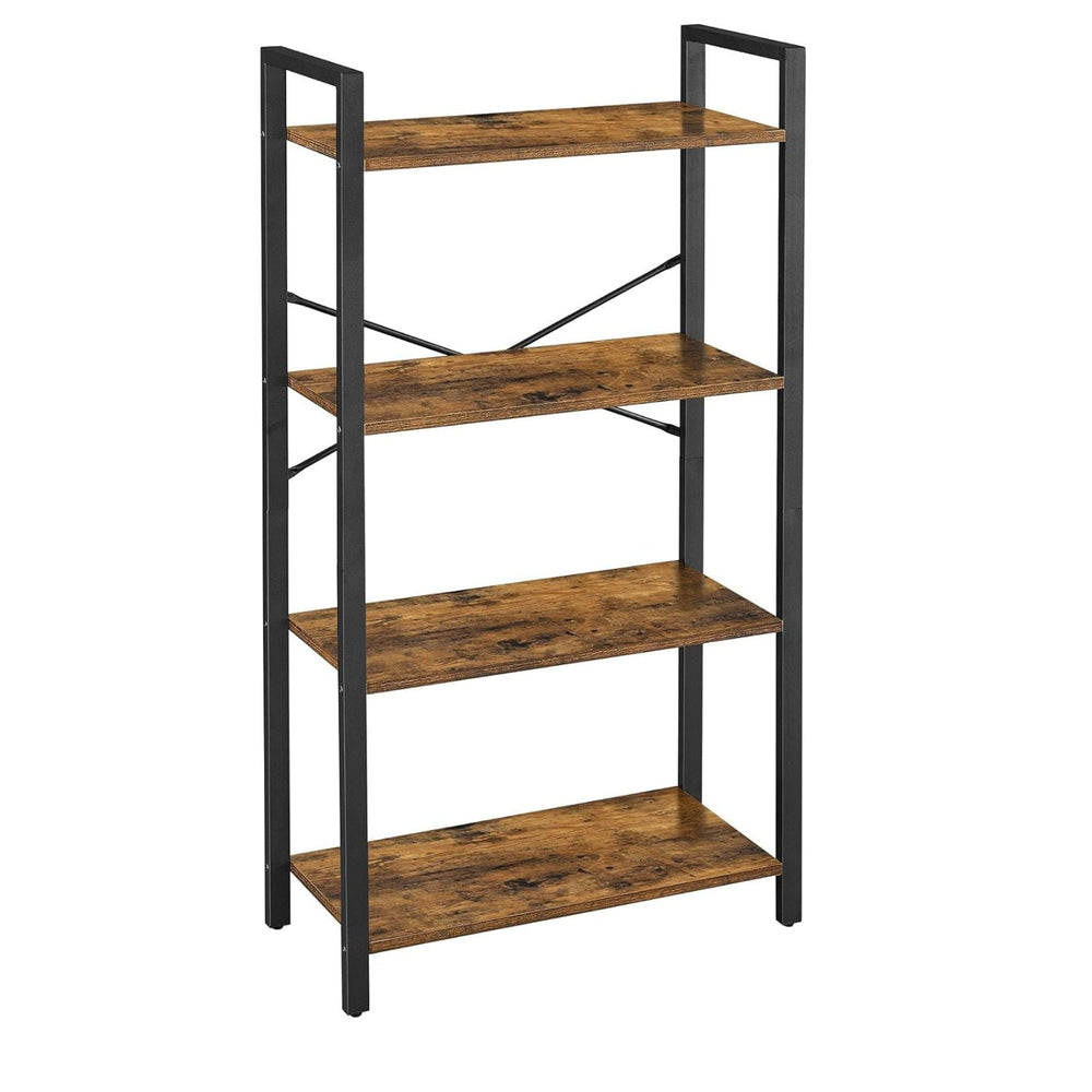 VASAGLE Durable 4 Tier Bookcase Storage Unit for All Room Rustic Brown and Black