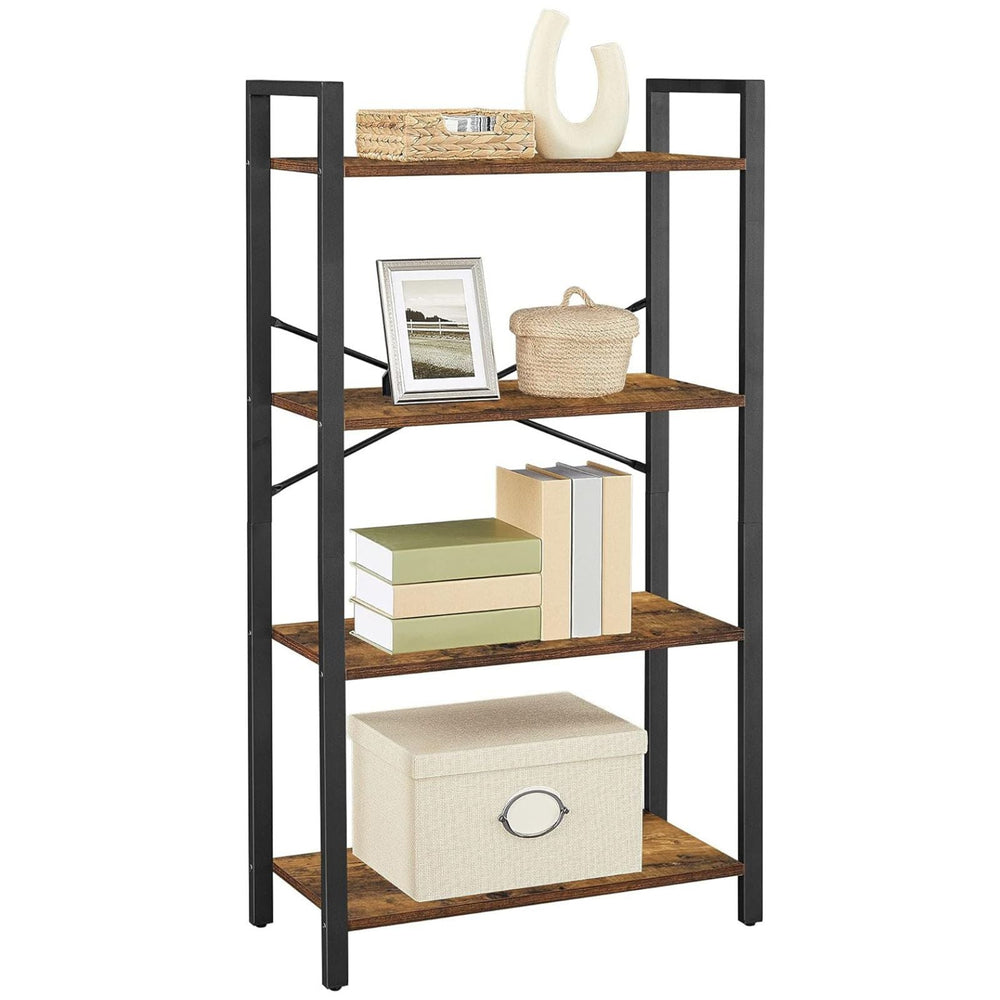 VASAGLE 4 Tier Display Shelf Bookcase Storage Stand Rack Shelves Bookshelf - Rustic Brown