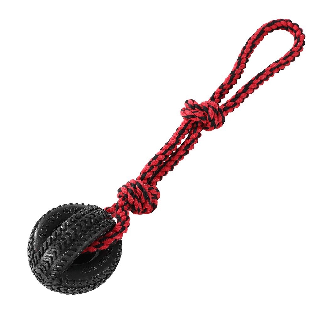 Paws &amp; Claws 4-Way TPR 50cm Tyre Rope Tugger - Black/Red