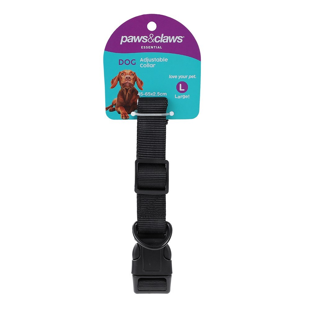 Paws &amp; Claws Adjustable Dog Collar 46-65cmx2.5cm Large