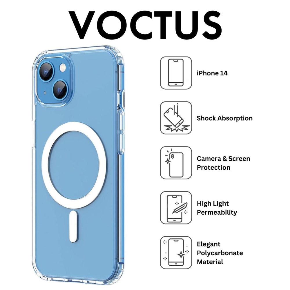Voctus iPhone 14 Scratch Resistant Raised Edges Magsafe Phone Case Transparent