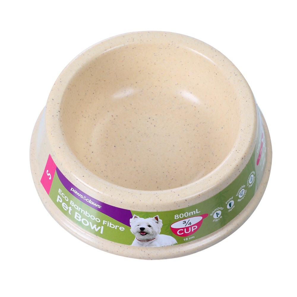 Paws &amp; Claws Bamboo Fibre Pet Bowl 18cm Assorted