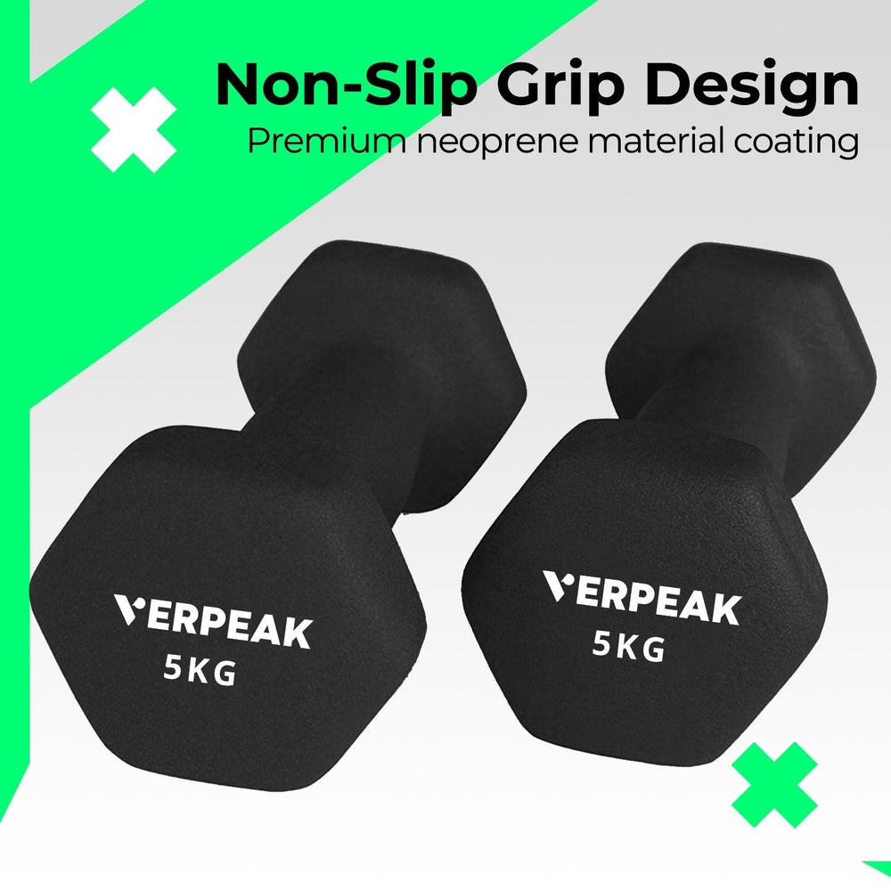 Verpeak Neoprene Dumbbell Set with Rack Home Gym Fitness Exercise 1,2,3kg x 2