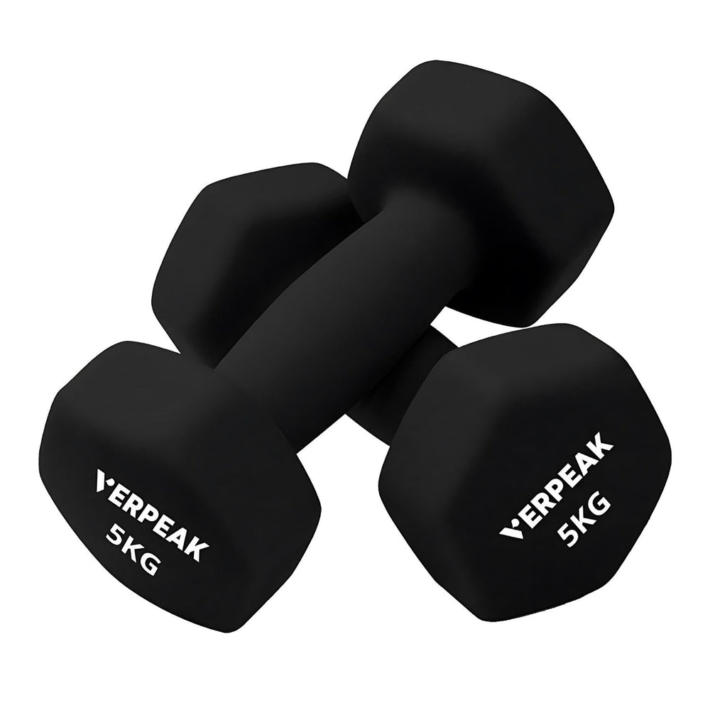 2pcs VERPEAK 5kg Exercise Fitness Gym Workout Weights Neoprene Dumbbell - Black