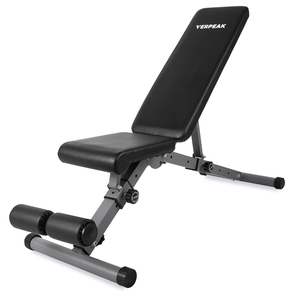 VERPEAK Adjustable Incline Decline Home Gym Fitness Weight Bench Flat - Black