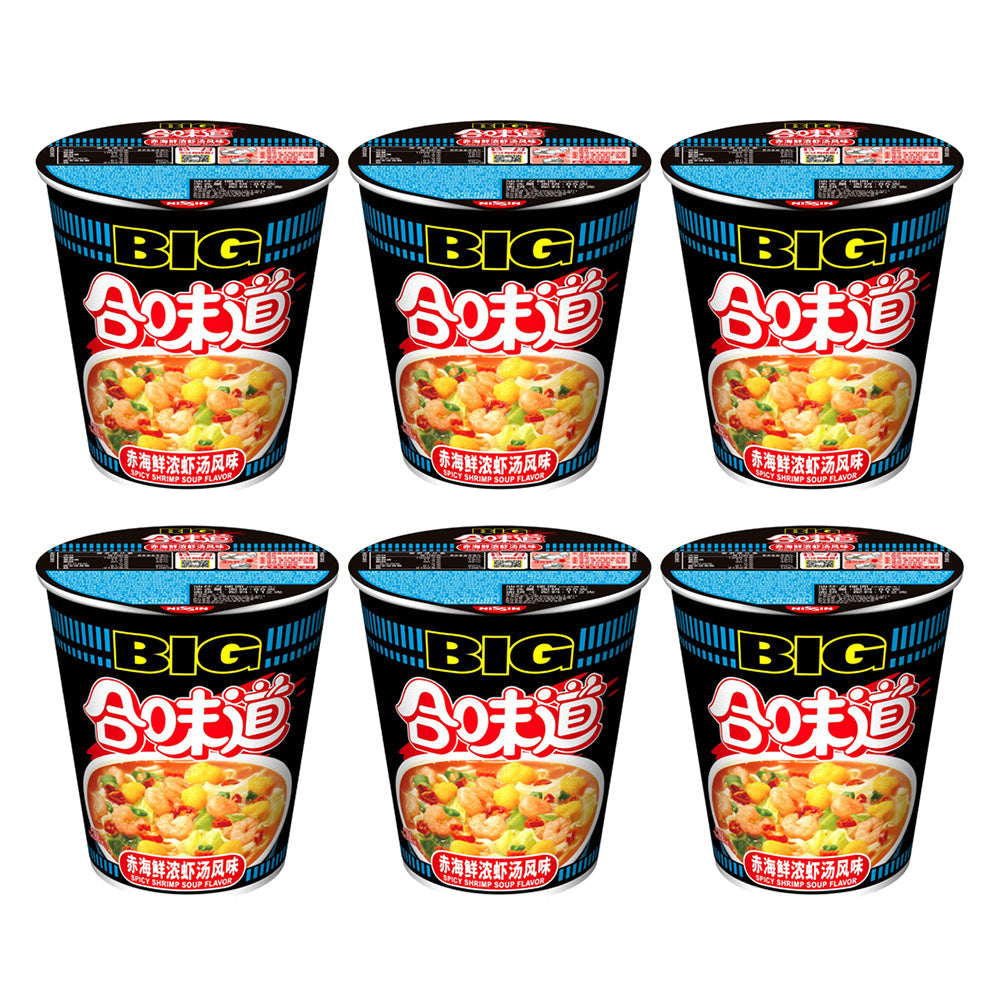 Nissin Instant Noodle Big Cup Spicy Shrimp Soup Flavour 112gX6pack