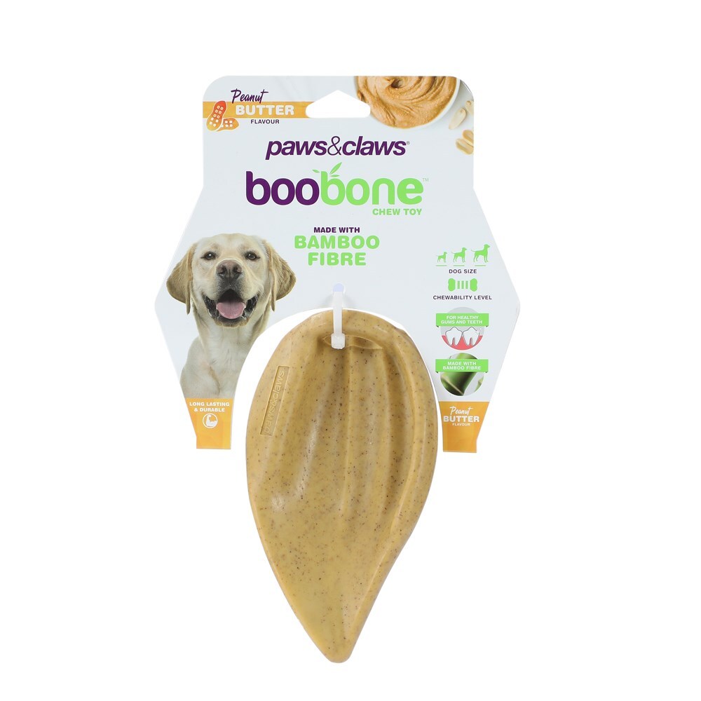 Paws &amp; Claws BooBone 16cm Pigs Ear Chew Toy - Peanut Butter