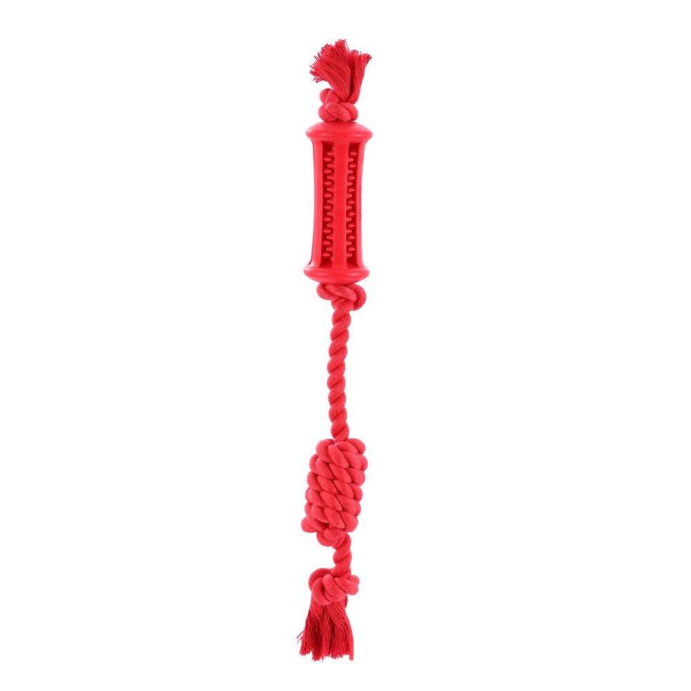 Paws &amp; Claws Flavour-Bone Rope Tugger Beef Flavoured Rubber Toy 38X5cm Red