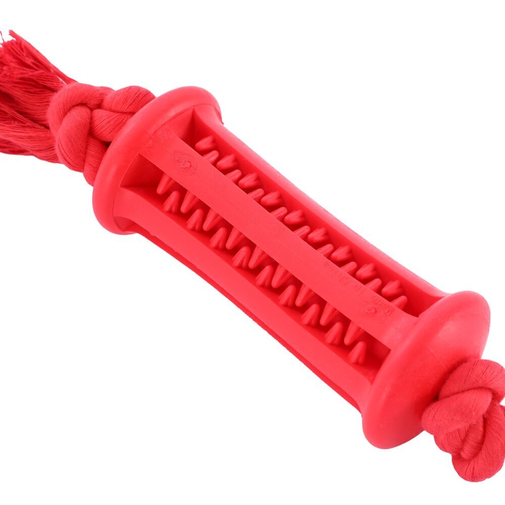 Paws &amp; Claws Flavour-Bone Rope Tugger Beef Flavoured Rubber Toy 38X5cm Red