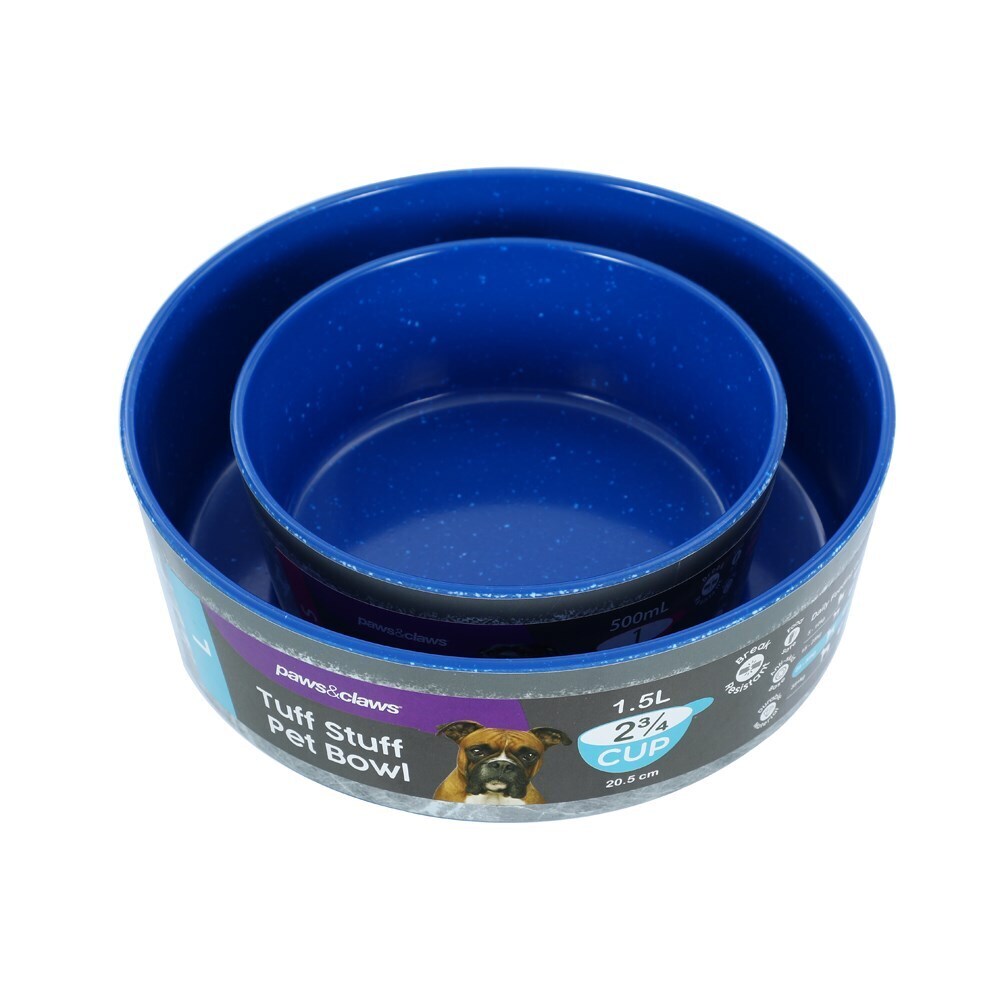 Paws &amp; Claws Tuff Stuff Pet Bowl Blue Lge 1.5L 20.5X6.5cm