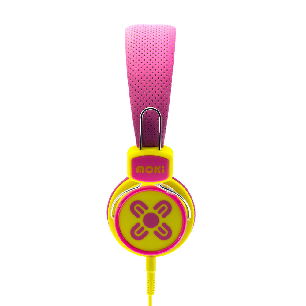 2PK Moki Kid Safe Volume Limited Headphones 3y+ Pink &amp; Yellow