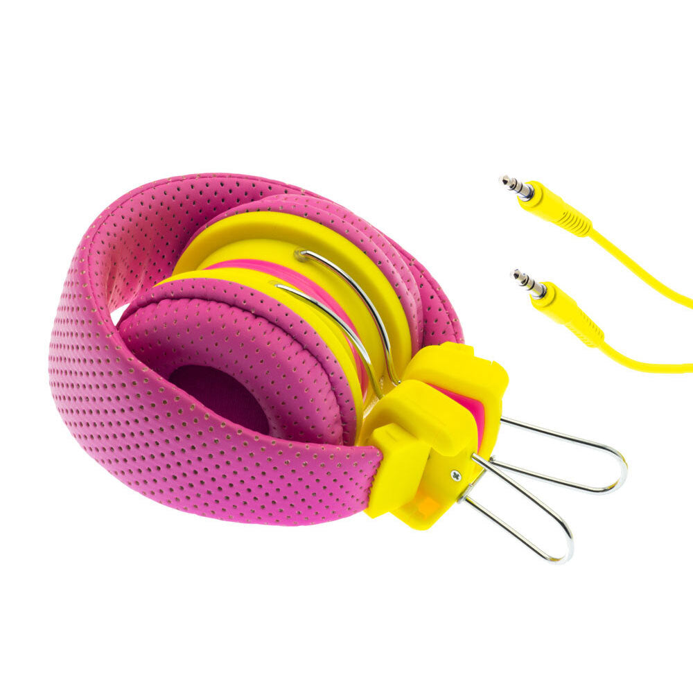 2PK Moki Kid Safe Volume Limited Headphones 3y+ Pink &amp; Yellow