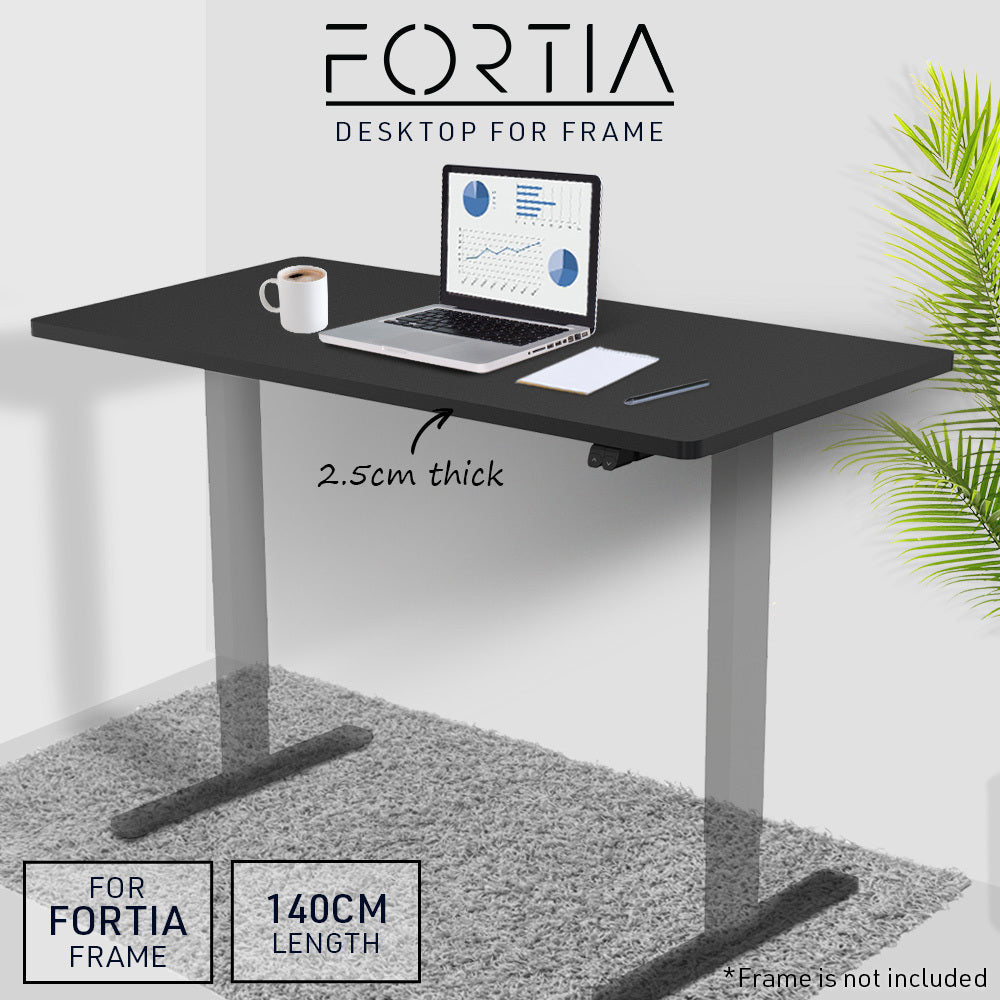 Fortia 140x60cm Desktop for Adjustable Electric Standing Desk, Black
