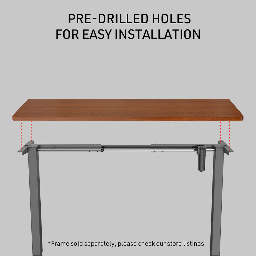 Fortia 140 x 60cm Desktop for Height Adjustable Electric Standing Desk, Walnut Style