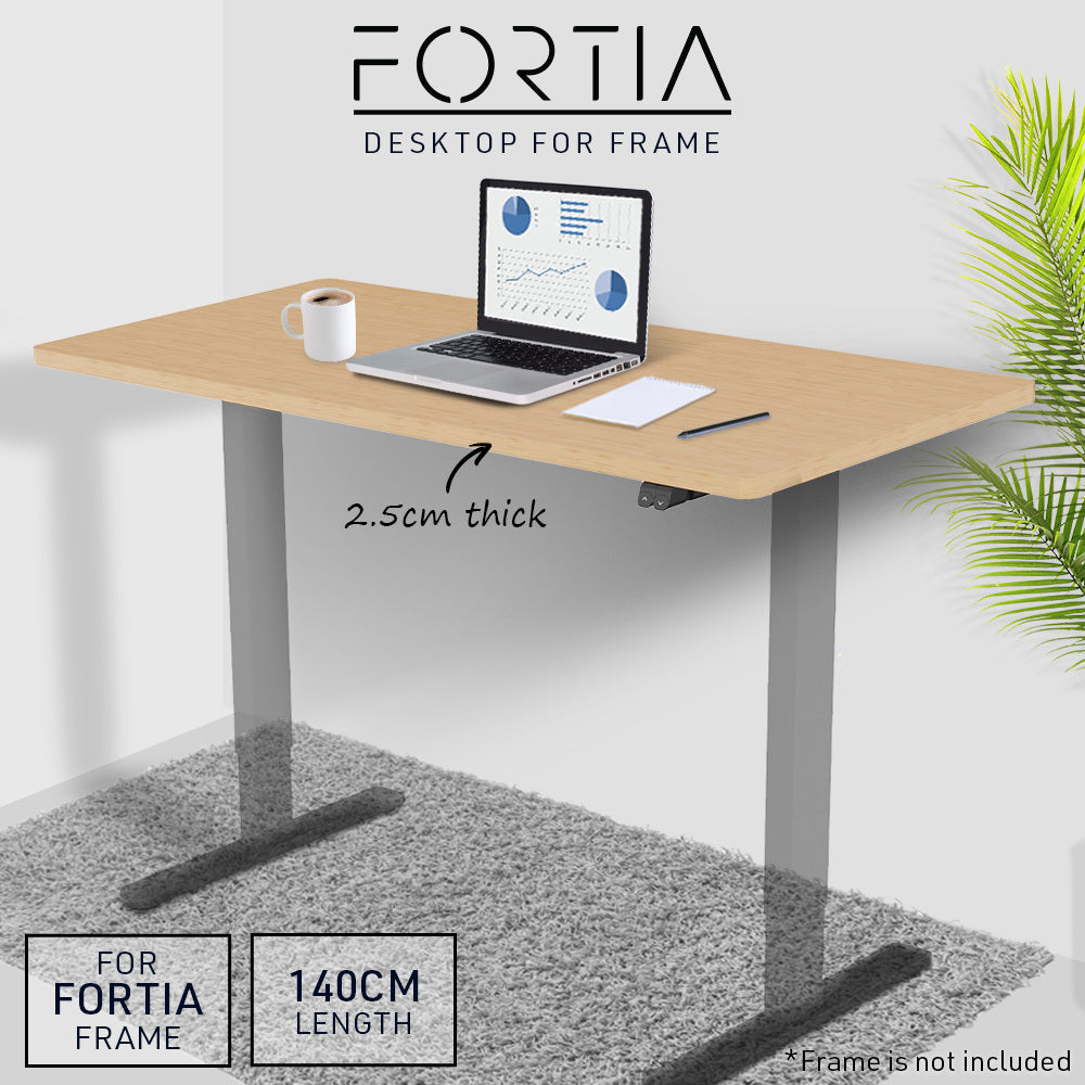 Fortia 140x60cm Desktop for Adjustable Electric Standing Desk, White Oak Style