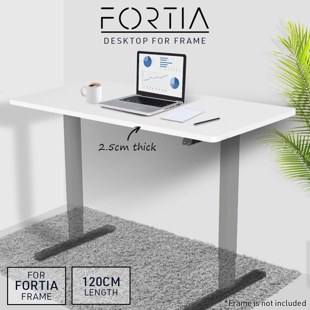Fortia 120 x 60cm Desktop for Height Adjustable Electric Standing Desk, White