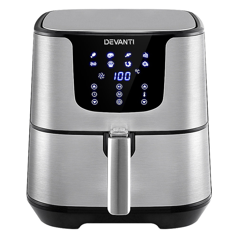 Devanti 7L LCD Air Fryer Stainless Steel