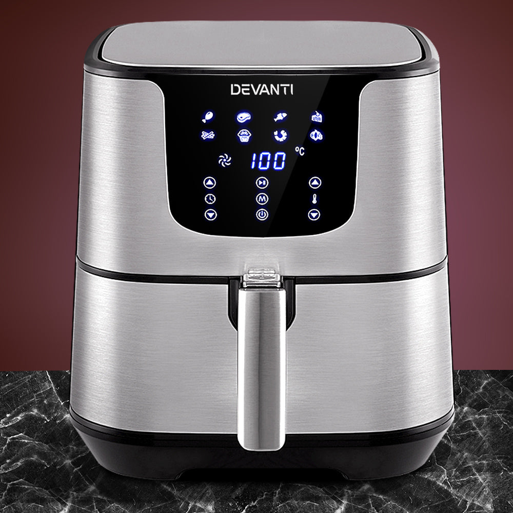 Devanti 7L LCD Air Fryer Stainless Steel