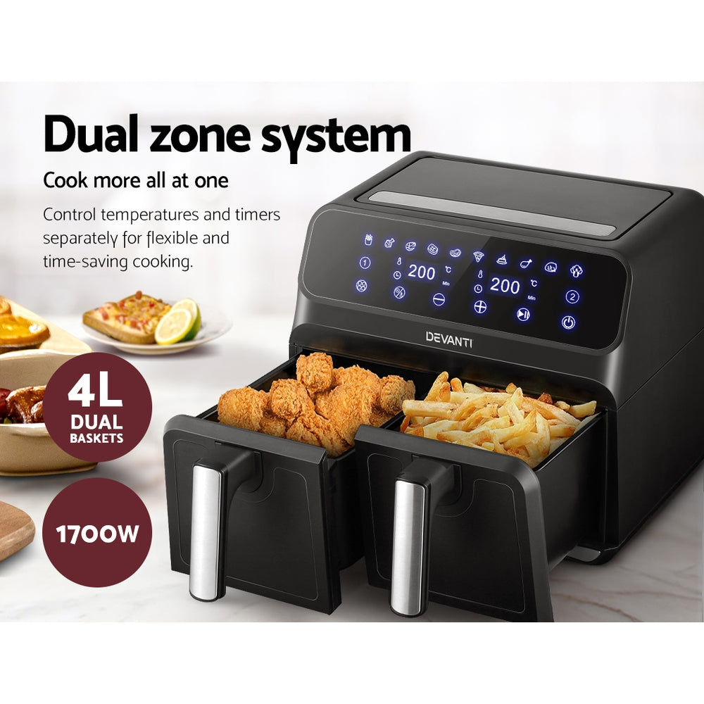 Devanti Air Fryer 8L Double Zone