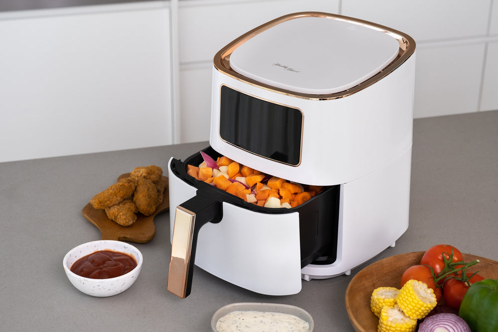 Healthy Choice 7L Digital Air Fryer (White Rose Gold) 1700W, &lt;200 C, 8 Cooking Settings