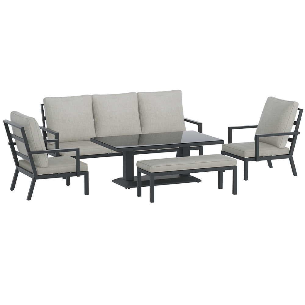 Gardeon 5pcs Outdoor Sofa Set with Bench 7-Seater