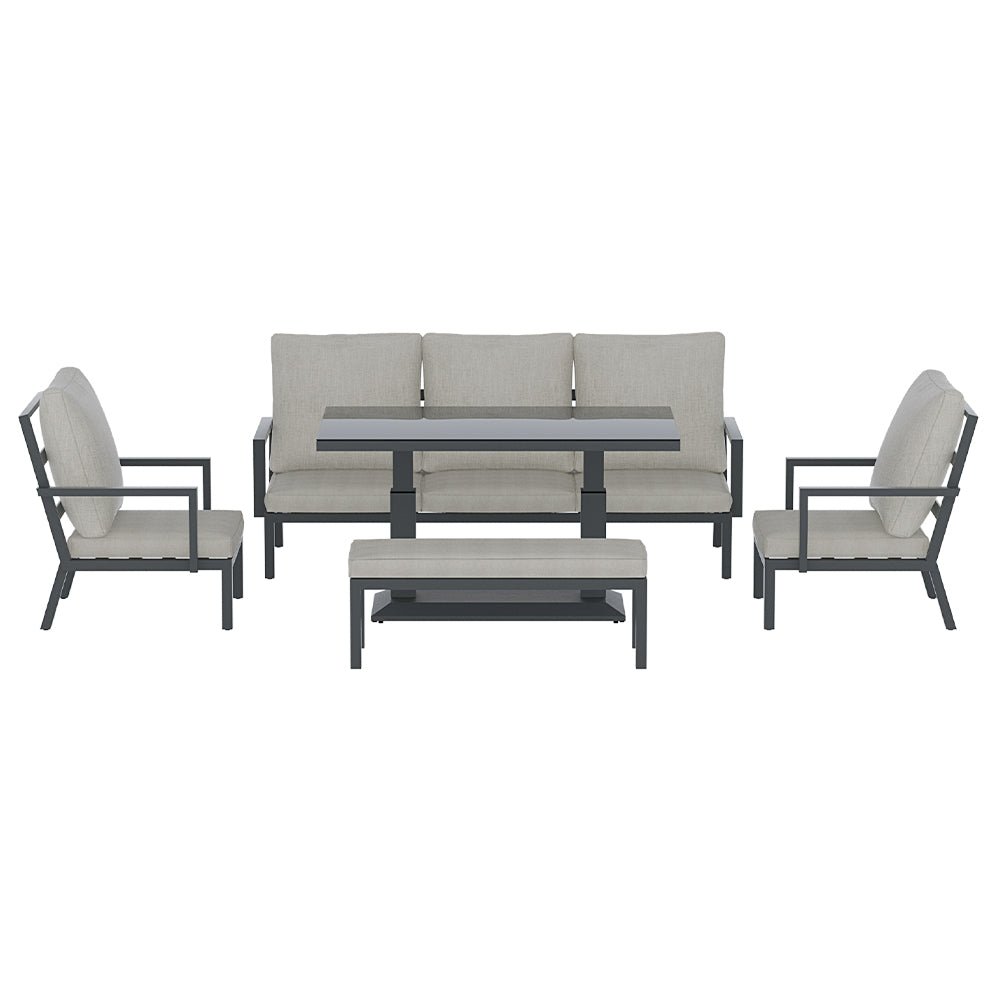 Gardeon 5pcs Outdoor Sofa Set with Bench 7-Seater