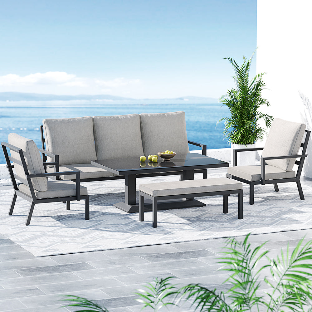 Gardeon 5pcs Outdoor Sofa Set with Bench 7-Seater