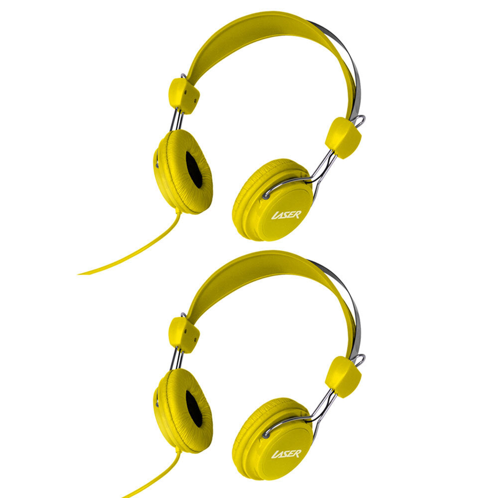 2PK Laser Volume Restricted Stereo Headphones For Kids - Yellow