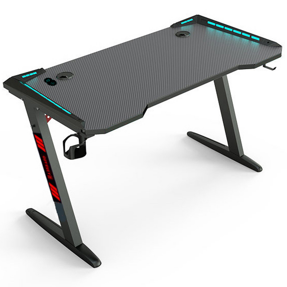 Odyssey8 1.4m Gaming Desk Office Table Desktop with LED light &amp; Effects - Black