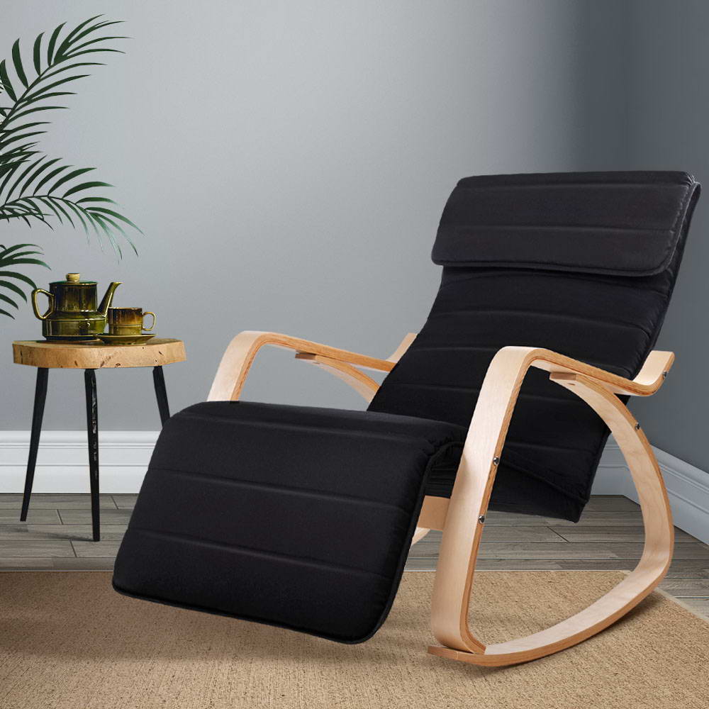 Artiss Bentwood Armchair Recliner Black